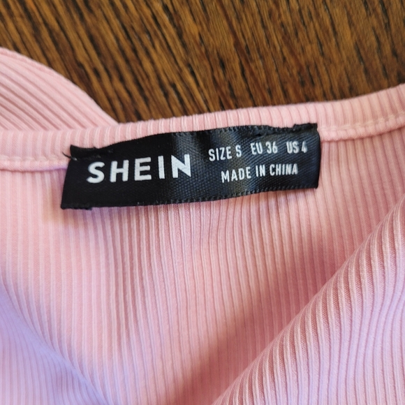 SHEIN Pink Tie Front Solid Rib-Knit Crop Top Size Women's Small 4 - Picture 9 of 10